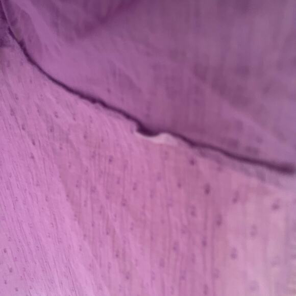 LOGO Women's Size Medium Lilac Purple Textured Swiss Dot Blouse Top - Picture 6 of 10